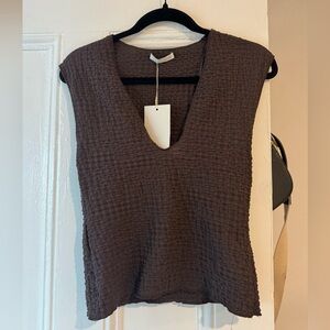 Zara Chocolate Textured Knit Top